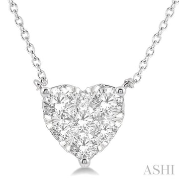 3/4 Ctw Lovebright Diamond Heart Pendant With Chain in 14K White Gold
